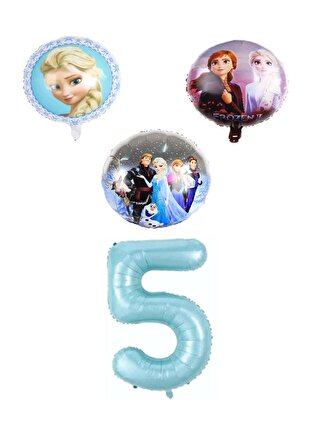 Elsa Frozen 3'lü Folyo Balon Ve Rakam Seti Yaş 5