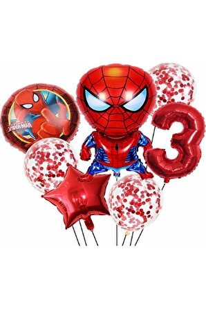 Spiderman Örümcek Adam Pullu Şeffaf rakam Balon Seti Yaş 3