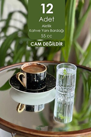 12 Li Kristal Akrilik Kahve Yanı Su Şerbet Bardağı 55 Cc Elysia Model Mika Bardak (CAM DEĞİLDİR)