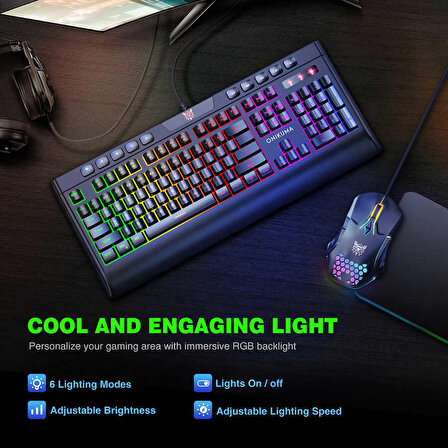 Savaş Alanına Hazır Taktiksel Klavye ve Hızlı DPI Mouse RGB LED Gaming Oyuncu Klavye ve Mouse Seti