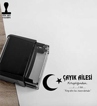 Türk Bayrağı Temalı Kitap Kurtlarına ve Kişiye Özel Kitap Mühürü C61