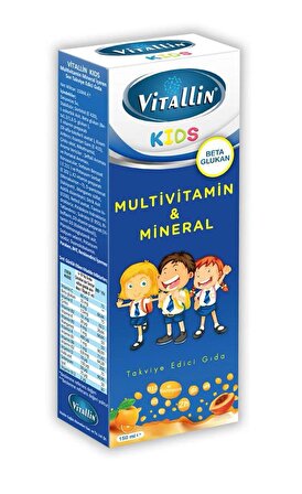 Vitallin - Kids Multivitamin & Mineral - Çocuklar İçin Beta Glukan Destekli - 12 Vitamin - 4 Mineral