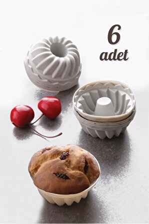 6 Lı Yıkanabilir Mini Kek Muffin Pişirme Kalıbı, Silikon Muffin, Cupcake Kalıbı Gri
