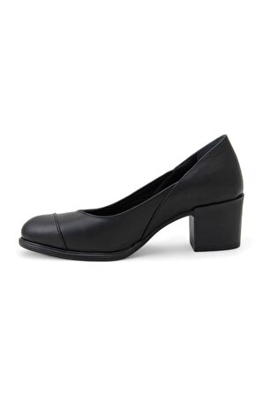 Mammamia D24YA-675 Hakiki Deri Topuklu Ayakkabı - Siyah
