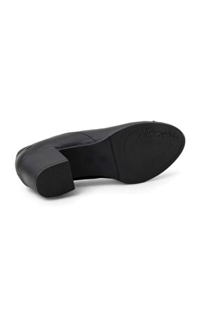Mammamia D24YA-675 Hakiki Deri Topuklu Ayakkabı - Siyah