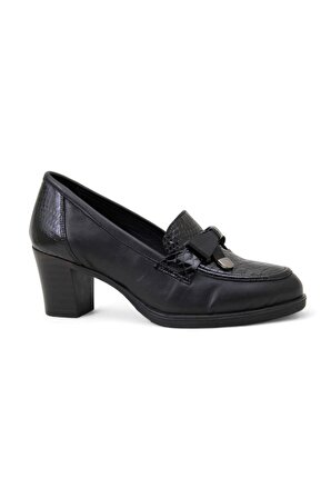 Mammamia D24YA-3835 Deri Topuklu Kadın Ayakkabı - Siyah