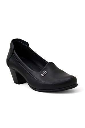 Mammamia D24YA-3840 Deri Topuklu Kadın Ayakkabı - Siyah