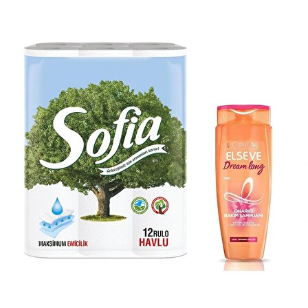 Sofia Kağıt Havlu 12'li + L'Oréal Elseve Şampuan 450 ML Onarıcı Bakım