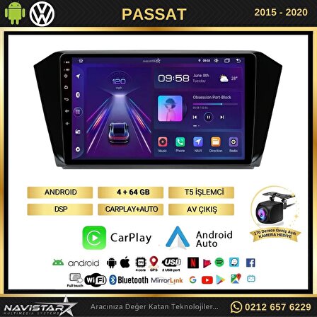 Passat B8 Kablosuz Carplay 4+64 GB Android 13 Navigasyon 10 inç Multimedya Sistemi