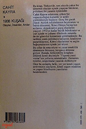Cahit Kayra 1938 Kuşağı Olaylar İnsanlar Anılar - Cem Kültür ISBN:9789754065695