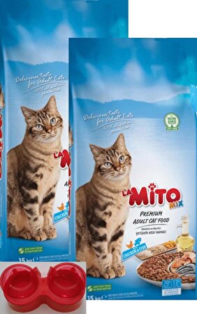 Mix Adult Cat Tavuklu Ve Balıklı Renkli Taneli Kedi Maması 1kg x 2 Adet + Kedi Kulak Figurlu Mamalık