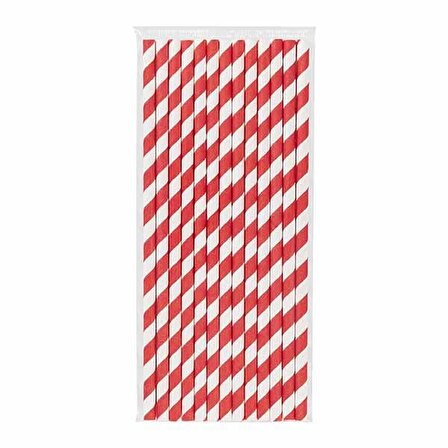Kırmızı Beyaz Frozen Kağıt Pipet 6mm x 19,7 cm / 100 Adet