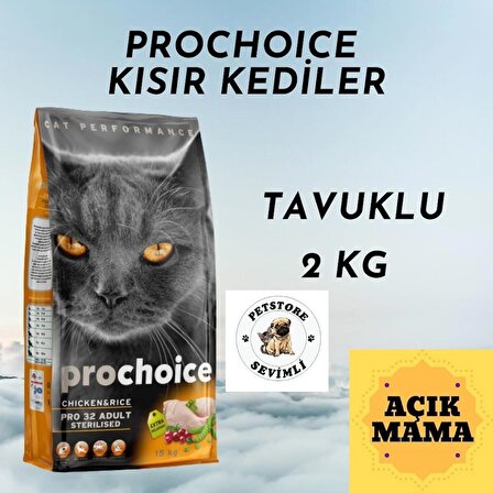 Prochoice Kısır Kediler için Tavuklu Kedi Maması 2 Kg