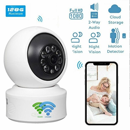 QASUL 080p 2.4ghz + 5ghz Wifi Kablosuz 360° Hareket Izleme Sesli Güvenlik Ip Kamera Mini Kamera bebek kamera