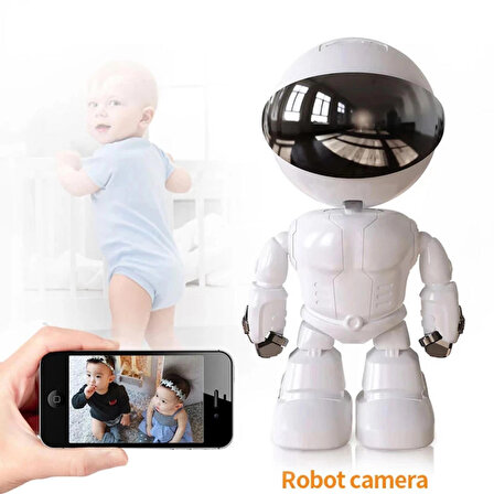 QASUL  1080p Robot Görünümlü Bebek Bakıcı Wifi Ip Güvenlik Kamerası Kablosuz Gece Görüşlü robot