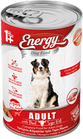 Energy Pet Food Energy Sığır Etli Yetişkin Islak Köpek Konserve Maması 415 Gram 80 Adet