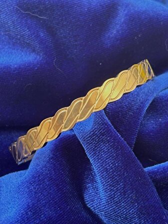 Kararmaz Paslanmaz Gold Renk Burgu Modeli Altın Kaplama Çelik Bilezik