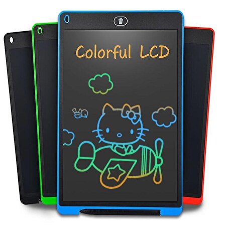 QASUL 12" Büyük Boy Dijital Çocuk Yazı Tahtası Grafik Çizim Tableti Lcd 12" Inc Ekran teknomila12inç
