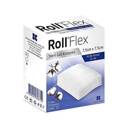Roll Flex Steril Gaz Kompres 7,5cm x 7,5cm 25'li
