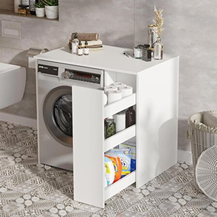 Robin Home Diana Çamaşır Makinesi Dolabı Çekmeceli Beyaz 
