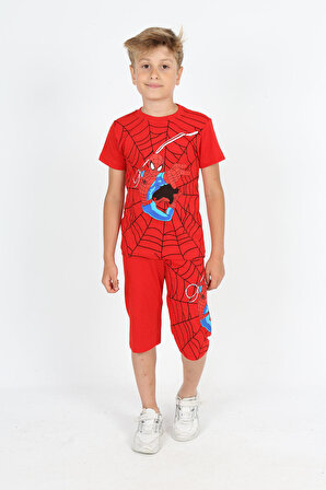 Raspberry Spiderman Baskı Detaylı Çocuk Kapri Takım