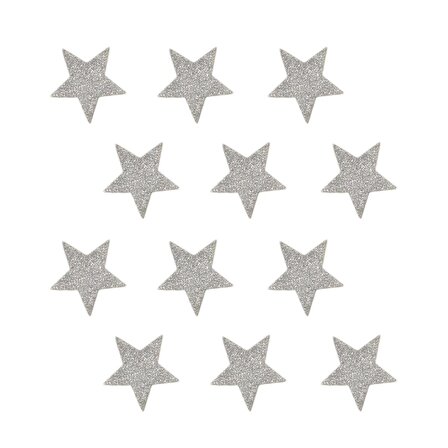 Simli Eva Sticker Gümüş Yıldız Desenli 4cm 12’li paket