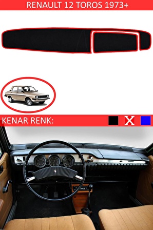 Renault Clio 4 2012-2020 İçin Uygun Torpido Koruma Halısı Siyah Kenar Renk Kırmızı