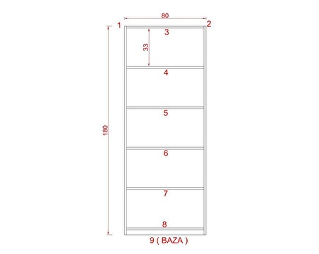 ASYA SUNTALAM KİTAPLIK ( 80 x 180 cm ) - KAPAKLI BEYAZ ( MAT )