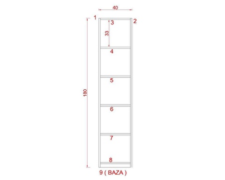 ASYA SUNTALAM KİTAPLIK  ( 40 x 180 cm ) - KAPAKLI CAPPİCİNO