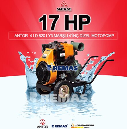 Antrac 4 LD 820 LY-3 Dizel Motopomp 17 HP Yağmurlama 4" Parmak Marşlı Su Motoru