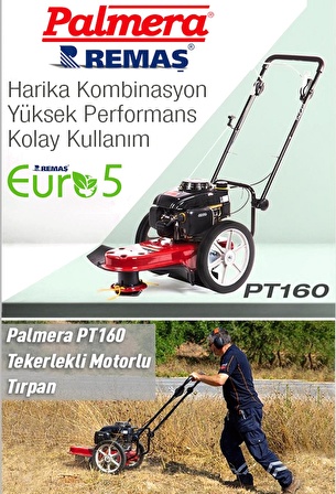 Palmera PT160 EUR5 Tekerlekli 5.5 HP Benzinli Motorlu Tırpan Ot Çalı Tırpanı