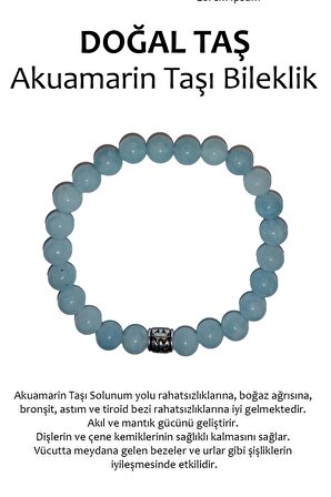 Hakiki Doğal Taş Bileklik - Akuamarin (aquamarine)