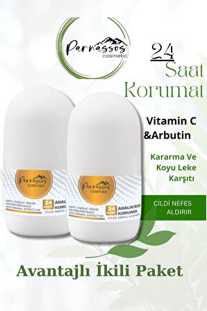 Parnassos Cosmetic Vegan Unisex Roll-on 50 ML ( İkili Set ) C Vitamini ve Beyazlatıcı Etki