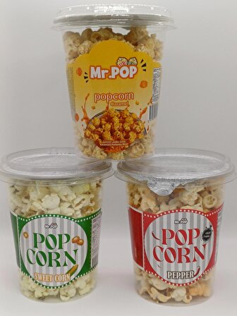 Acılı, Tatlı Mısır, Karamelli Patlamış Mısır / PopCorn Özel Kutuda 3'lü Paket