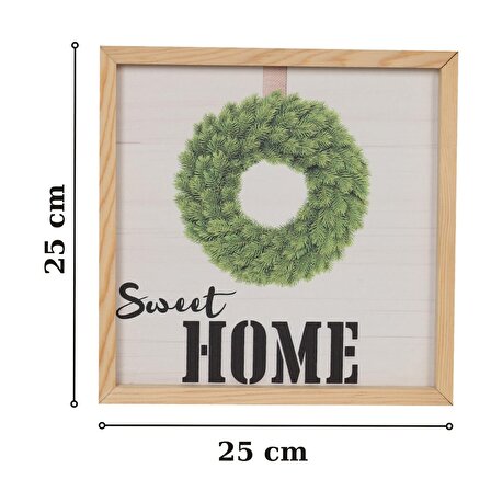Sweet Home İskandinav Tarz Gerçek Ahşap Çerçeveli Dresuar Mutfak Kahve Köşesi Dekor Tablo (25*25 cm)