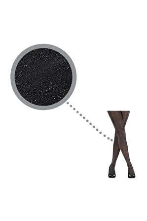 Kadın Düz Simli Siyah Külotlu Çorap