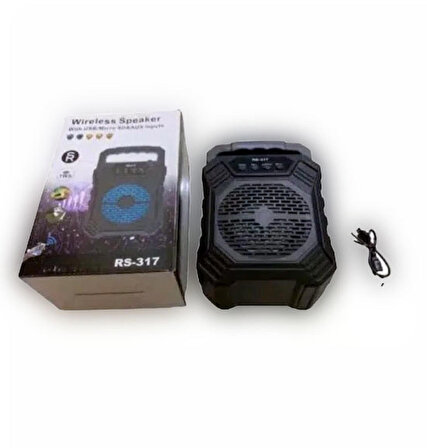 Portatif Taşınabilir Şarjlı Bluetooth Hoparlör RS-317 Flashbellek ve USB hafıza kartı girişli - FM Radyo özellikli