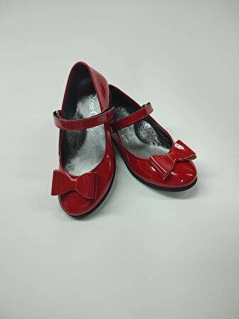 Kız Çocuk Kırmızı Rugan Babet Ayakkabı