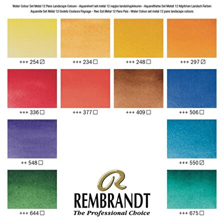 Rembrandt 12 RENK TABLET SULU BOYA SETİ - METAL KUTU (LANDSCAPE)