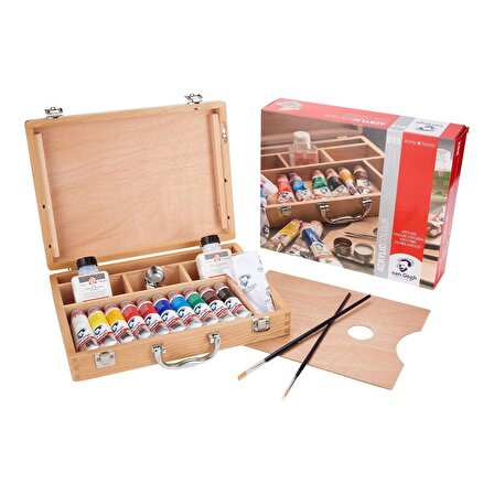 Van Gogh Akrilik Boya renkli ahşap wooden box Basic | 10 x 40 ml + aksesuarlar - Acrylic Paint