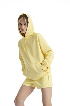 Açık Sarı Örme Unisex Basic Sweatshirt