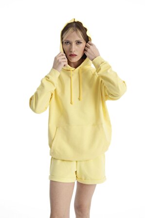 Açık Sarı Örme Unisex Basic Sweatshirt