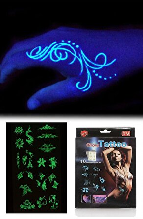 River World Kanserojen Madde İçermeyen Geçici Fosforlu Dövme Sticker Seti