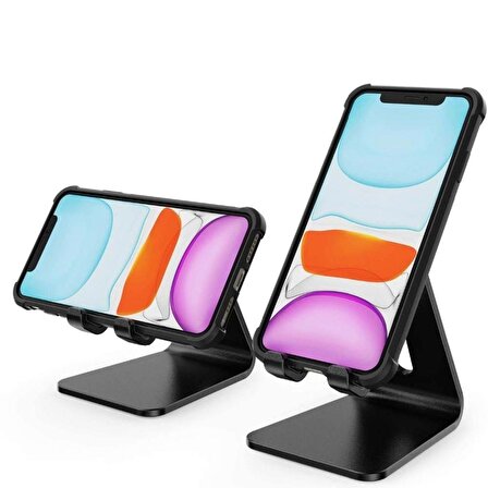 River World Siyah Aynalı Cep Telefonu Sabitleyici Stand Katlanabilir Ayarlanabilir Telefon Standı