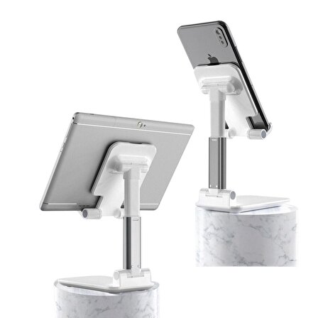River World Beyaz Aynalı Cep Telefonu Sabitleyici Stand Katlanabilir Ayarlanabilir Telefon Standı