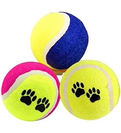 River World 3'lü Renkli Desenli Tenis Topu Kedi Köpek Oyuncağı