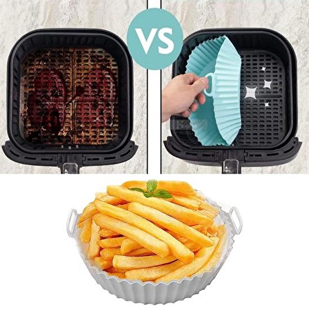 River World 20 cm'lik Gri Renkte Isıya Dayanabilen ve Yıkanabilen Yuvarlak Silikon Airfryer ve Fırın Matı