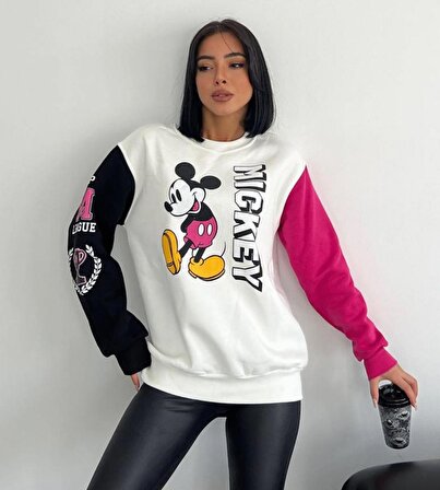Mickey Mouse Desenli Oversize Sweatshirt