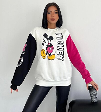 Mickey Mouse Desenli Oversize Sweatshirt