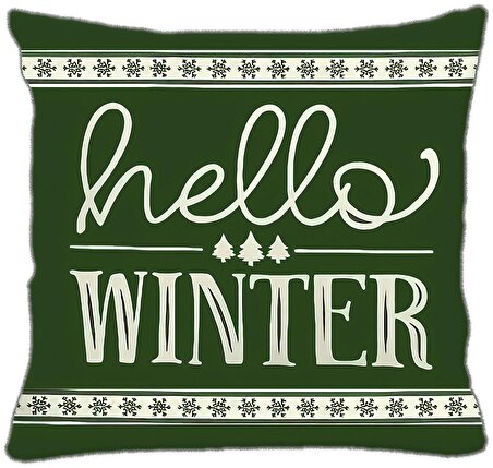 Yılbaşı, Christmas, Kış, Winter Snow Serisi Hello Winter No:2 Kırlent - Kırlent Kılıfı